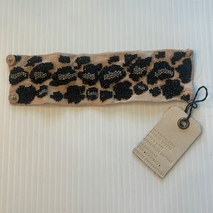 Animal print chiffon and bead bracelet